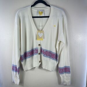 Kerri Rosenthal Liv Cardi Love Actually Sweater Cardigan Oatmilk Women Size L